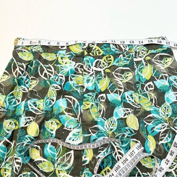 CJ Banks Linen Midi Skirt Citrus Floral Leaf Print Size 1X - Picture 8 of 9